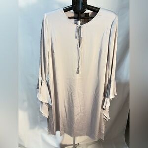 Emma & Michele Cream Tunic with Ruffled Sleeves